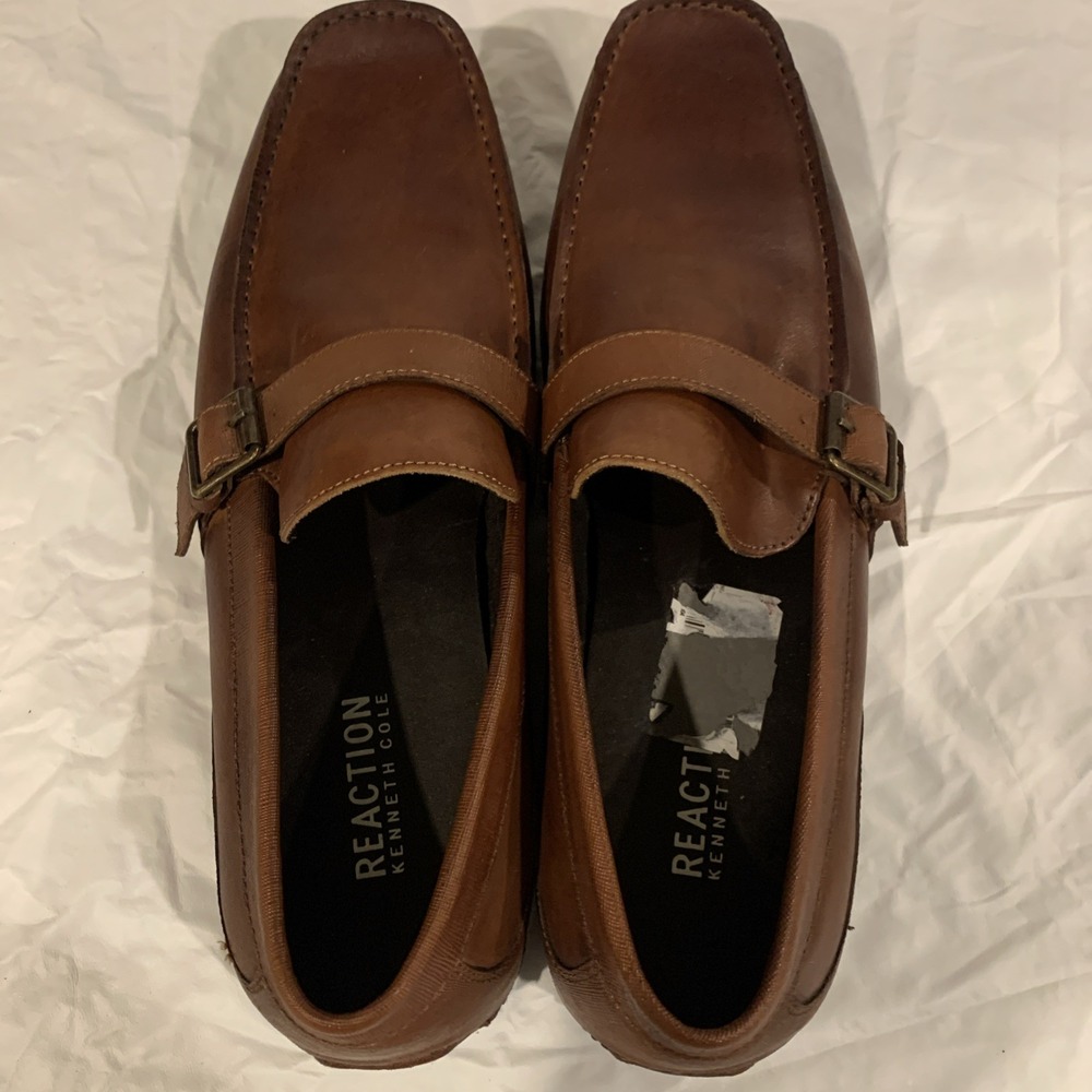 Kenneth Cole Reaction Mens 12 Toast Driver C Brown Leather Loafer Shoe - Picture 2 of 6